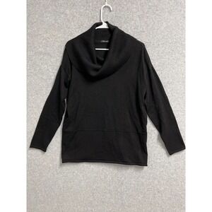 Verve Ami Sweater Womens Small Black Rayon Tight Knit Ribbed Cowl Neck Winter